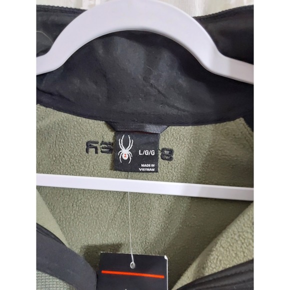 Spyder Mens Full Zip Fleece Jacket Olive Green Black Waffle Knit Large NWT - Picture 3 of 3